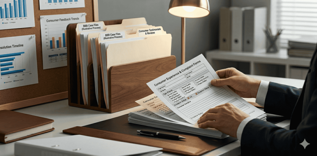 BBB complaint form showing travel membership consumer complaints and reviews