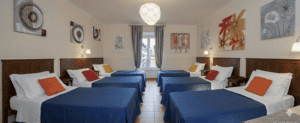 Shared budget hostel room with six beds
