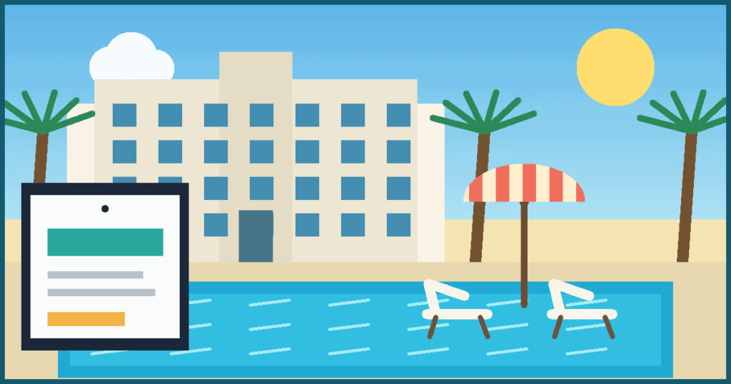 Hotel day pass booking beside a resort pool with loungers and a cabana