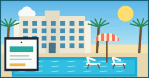 Hotel day pass booking beside a resort pool with loungers and a cabana